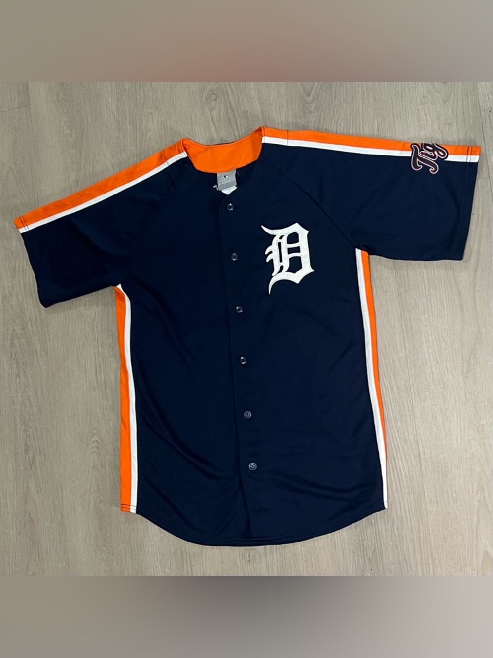 WORN Majestic MLB Detroit Tigers Justin Verlander Baseball Jersey Navy